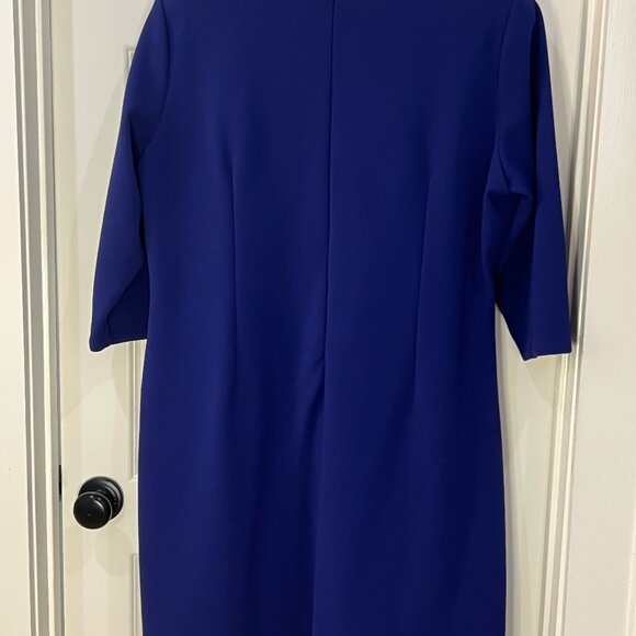 Tahari Ruched Sheath Dress - 14W - Blue - Picture 4 of 4